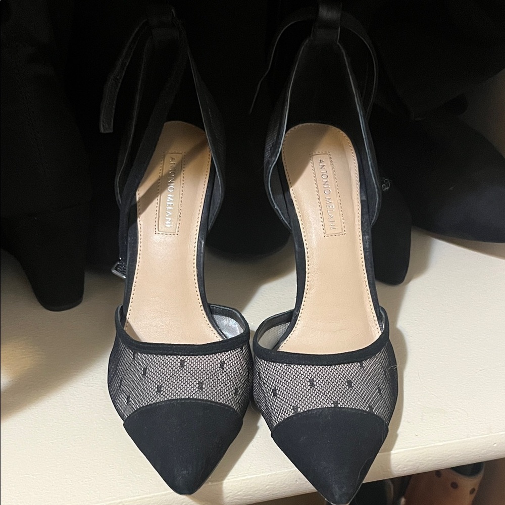 ANTONIO MELANI Black Mesh Heels